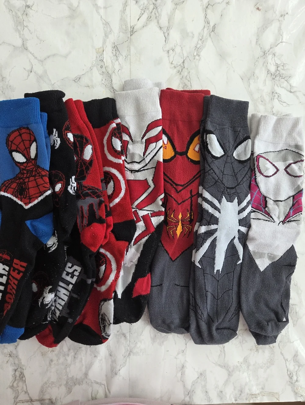 Bundle of 8 Pairs Marvel Spider-Man Crew Socks – Used – Mens/Youth